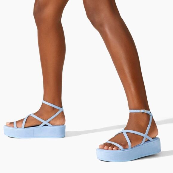 Stuart Weitzman Summerlift Platform Sandal Blue Size 7 - Picture 1 of 13